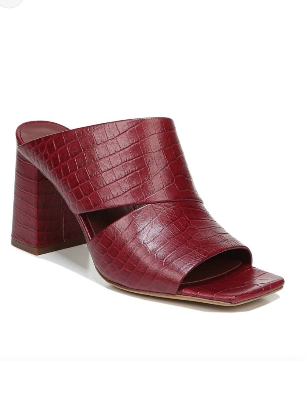 Vince Nelda Cutout Croc Leather Mules in
Chianti Size 8